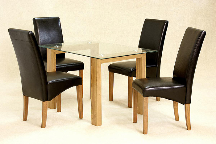 Adina Small Glass Top Dining Set With 4 Cyprus Chairs